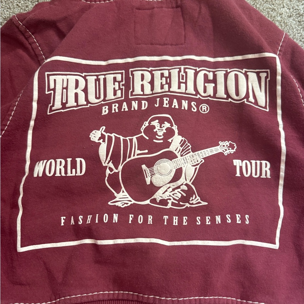 True Religion Burgundy Tee with White Logo